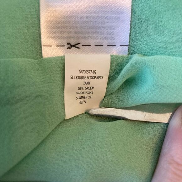 Banana Republic Fresh Green lined chiffon Sleeveless blouse scoop neck and back - Picture 9 of 9